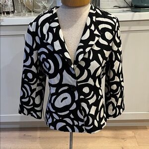 Kasper Black and White Cotton blend lightweight Abstract jacket